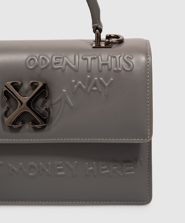 Off-White Серая кожаная сумка Jitney 1.4 OWWNP03F26LT01 изображение 4