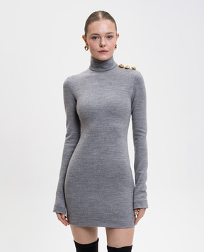 Balmain Сіра меланжева сукня міні з вовною FF0R8895JL17