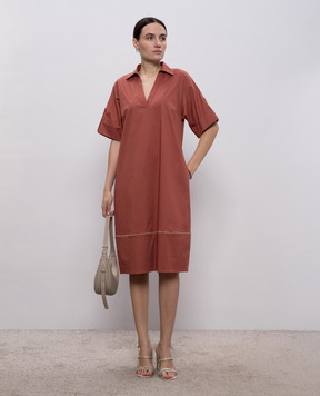 Peserico Червона сукня з ланцюжком моніль A0251301979