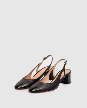 Santoni Чорні шкіряні слінгбеки з фігурними вирізами WDNC71546HA2NOGO