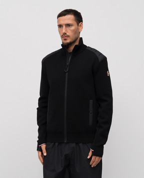 Moncler Grenoble Чорний кардиган з вовни з емблемою K20979B00010M1122