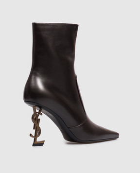 Saint Laurent Коричневые кожаные ботильоны OPYUM A0027UAAGXG