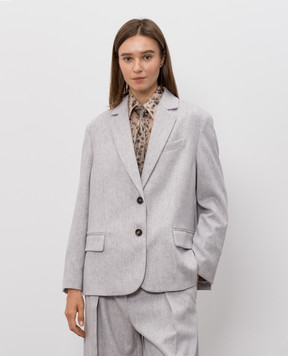 Brunello Cucinelli Серый жакет из шерсти с цепочкой мониль MG5497204P