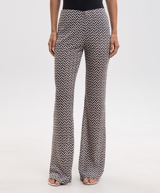 Missoni Бежевые брюки клеш с шерстью в узор DS26WI09BR015Q изображение 3
