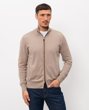 Canali Бежевый кардиган с хлопком MK02054C1159