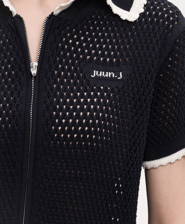 Juun.j Синий ажурный кардиган с узором логотипа JW655AW02R изображение 5