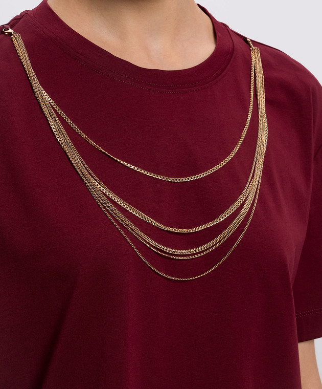 Twinset Бордовая футболка с цепочками 262AP2460 изображение 5