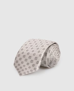 Brunello Cucinelli Серый галстук из шелка в узор MR8360018