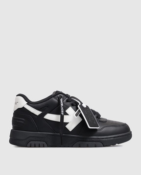 Off-White Чорні шкіряні кросівки Out Of Office W259C9L018