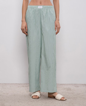 Dore & Rose Зеленые брюки в полоску с логотипом LONGSLEEVESTRIPEDPJBOT