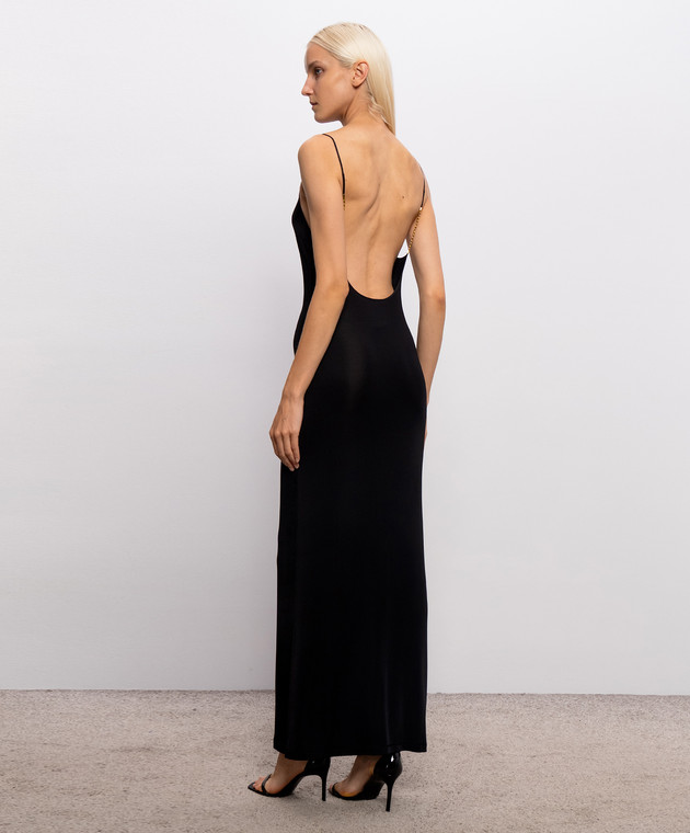 Saint Laurent Черное платье CASSANDRE с открытой спиной 876792Y38DS изображение 3