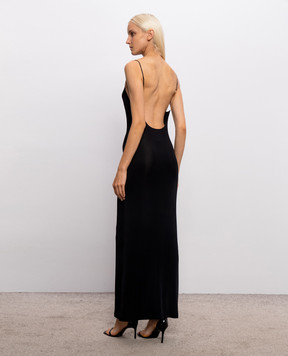 Saint Laurent Черное платье CASSANDRE с открытой спиной 876792Y38DS