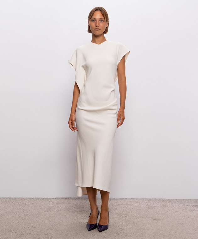 Victoria Beckham Бежевое платье миди Victoria 1326WDR007380B изображение 3