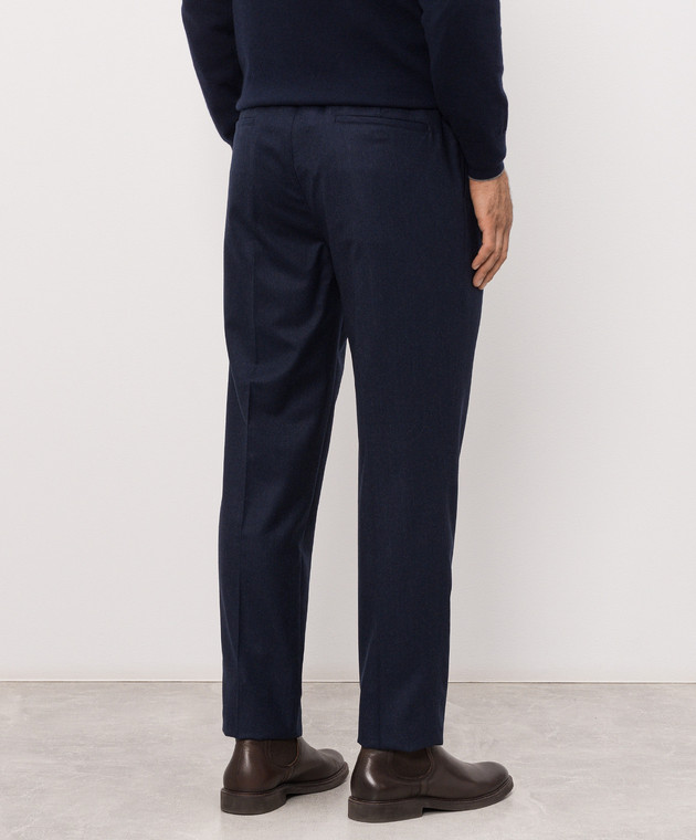 Brunello Cucinelli Штани темно-синього кольору з вовни ME226E1710 зображення 4