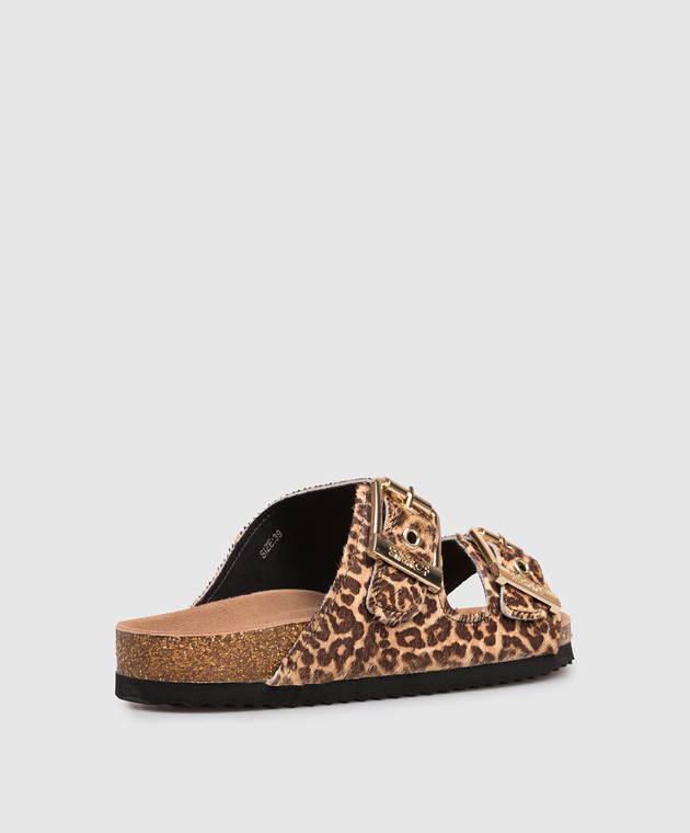 Colors of California Коричневые кожаные шлепанцы SLOFI с леопардовым принтом HCBIO502 изображение 3