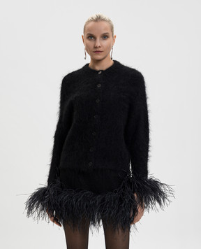 16Arlington Чорний кардиган Alena з вовною альпаки та пір'ям страуса K125SS2601