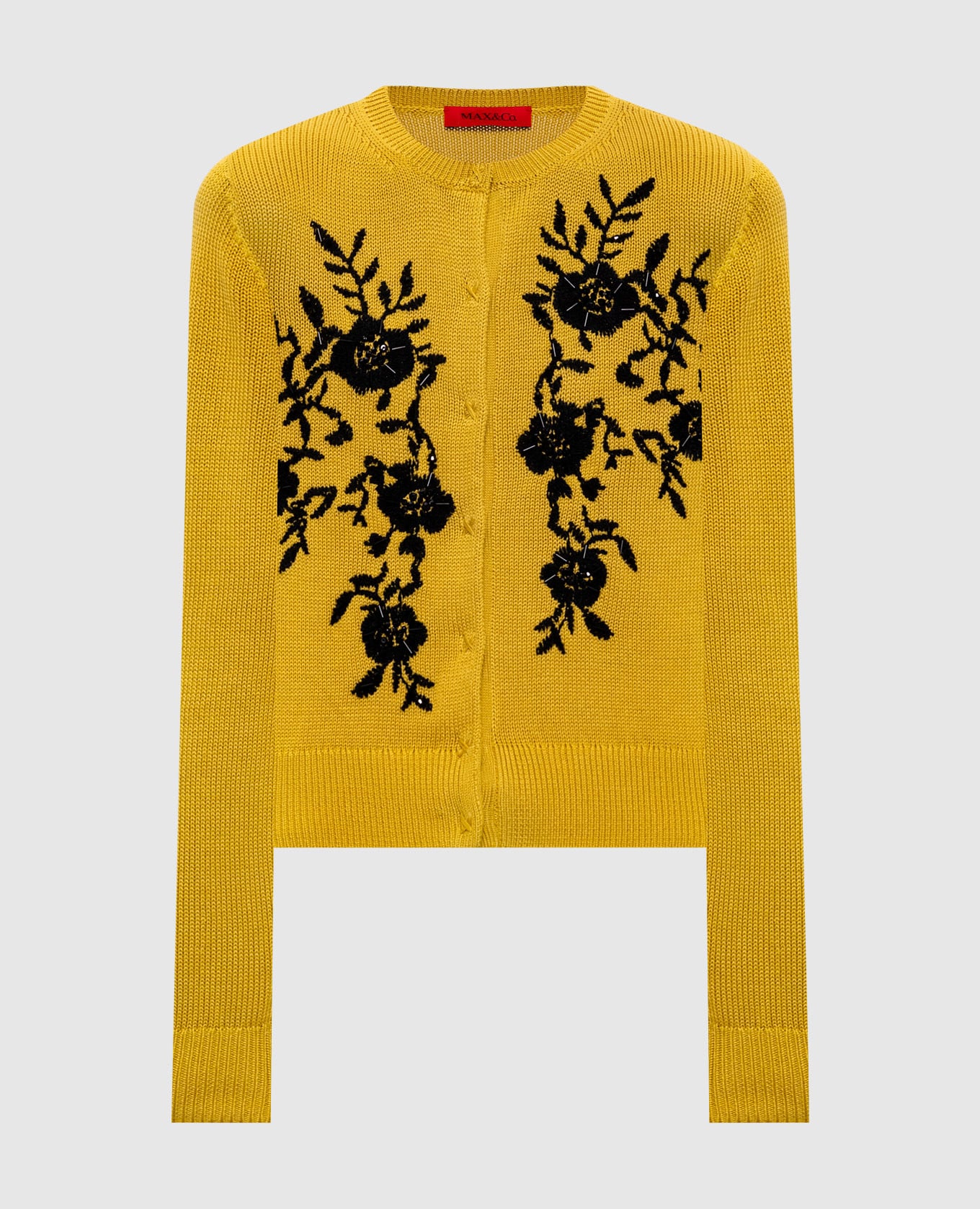 Желтый кардиган с вышивкой