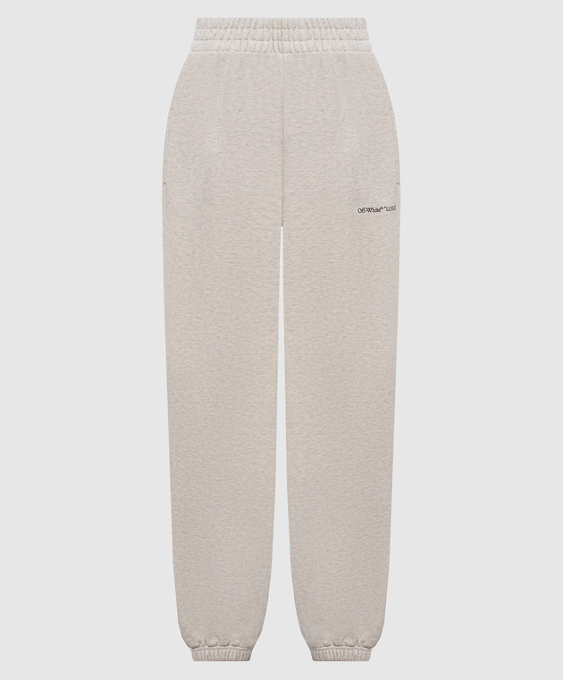 Off-White Бежевые меланжевые джоггеры с принтом логотипа 2FH00496B