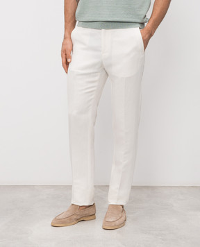 Stefano Ricci Штани з льону та шовку кольору айворі M1T6100050LK001U