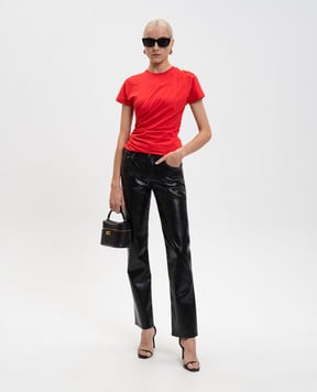 Balmain Червона футболка з драпіруванням FF0EF002GF23