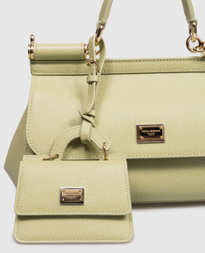 Dolce&Gabbana Зеленая кожаная визитница с пластиной логотипа BI3401A1001