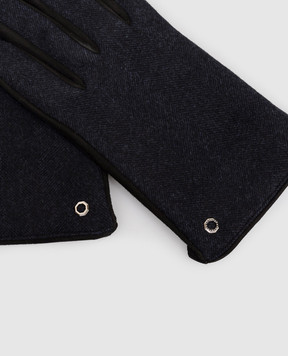 Stefano Ricci Сині комбіновані рукавички у візерунок M5G4300040W2PBCS