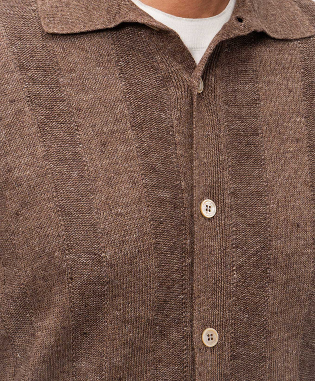 Brunello Cucinelli Коричнева сорочка з льоном M2L707805 зображення 5