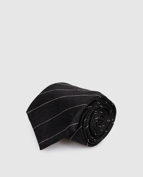 Brunello Cucinelli Черный галстук из шелка в полоску MI8890018