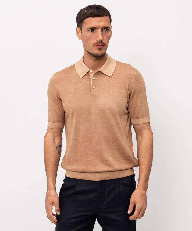 Cashmere&Whiskey Поло коричневого цвета из хлопка M54268052 изображение 3