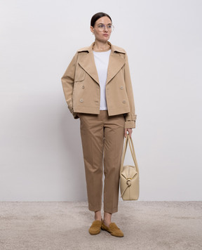 Peserico Бежевий укорочений двобортний тренч з ланцюжком A2511903184