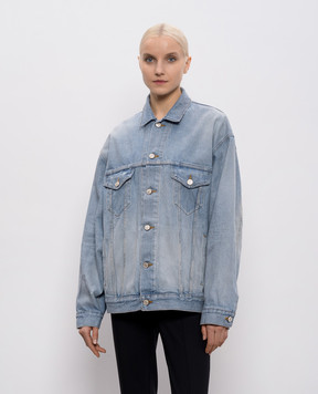 Balenciaga Блакитна джинсова куртка Masking Tape з вінтажним ефектом 861410TTWB1