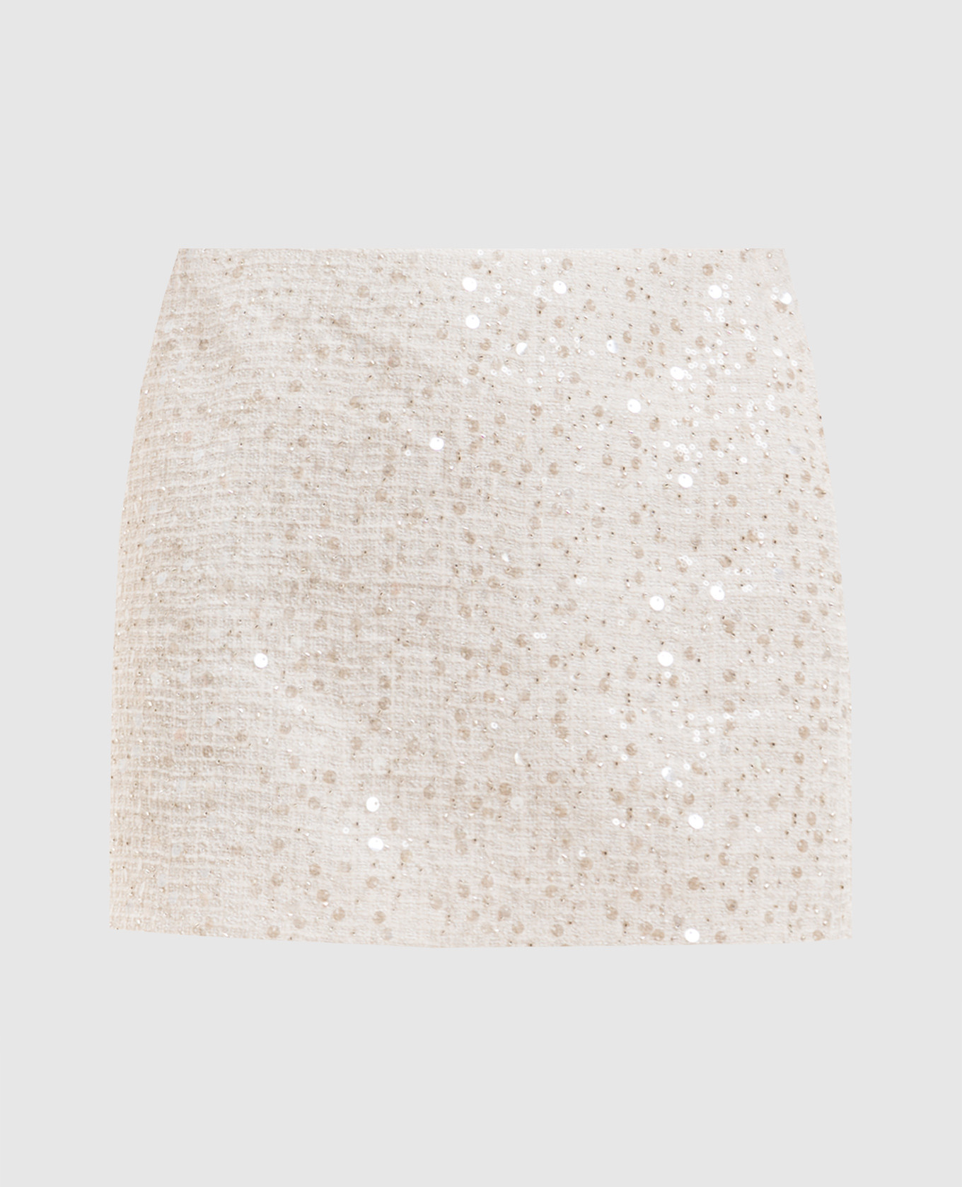 Твидовая юбка мини цвета айвори в пайетке