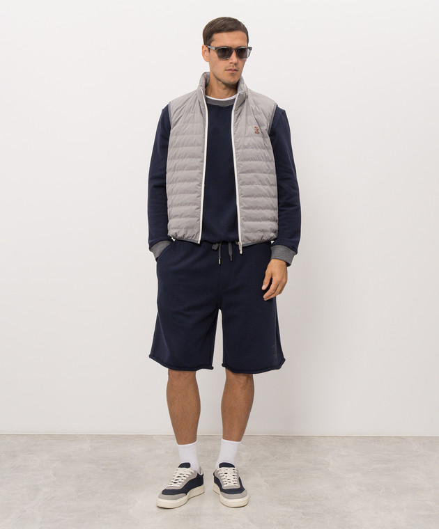 Brunello Cucinelli Синій світшот з вишивкою MM8263390G зображення 2