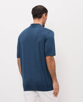Bertolo Cashmere Синє поло із шовку 9002700000265860