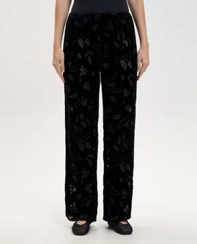 Asceno Чорні оксамитові штани Loreto з шовком B065F65C01