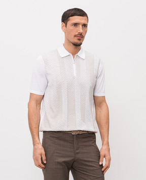 Bertolo Cashmere Біле поло у візерунок смужка 902541002543
