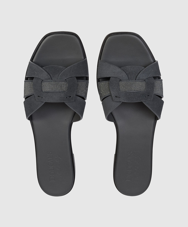 Doucal's Сірі замшеві шльопанці з ланцюжком моніль DD8906DEGNUF278 зображення 4