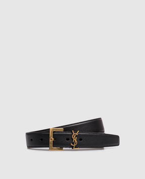 Saint Laurent Черный кожаный пояс Cassandre 634437DTI0W
