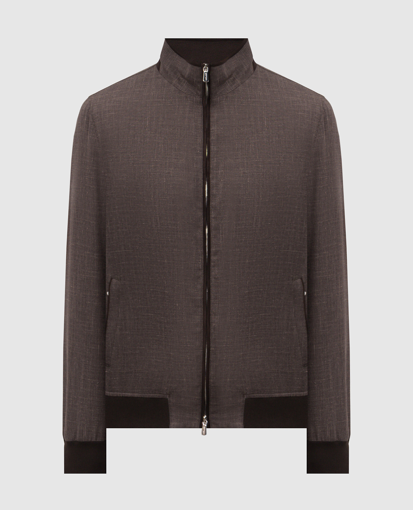 Коричневая куртка из шерсти, шелка и льна