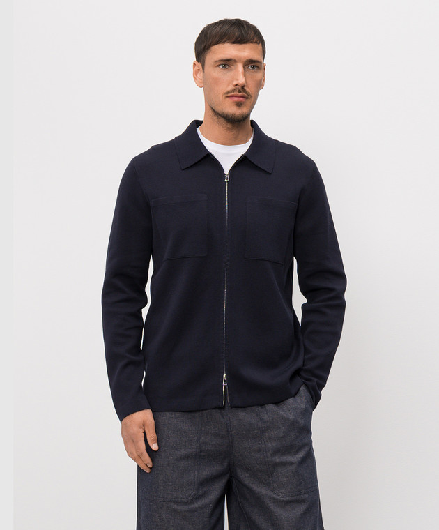 Cashmere&Whiskey Синій кардиган із шовком MU10342318519R зображення 3