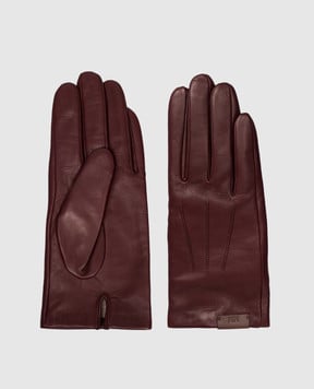 Max Mara Бордові шкіряні рукавички LEMMA