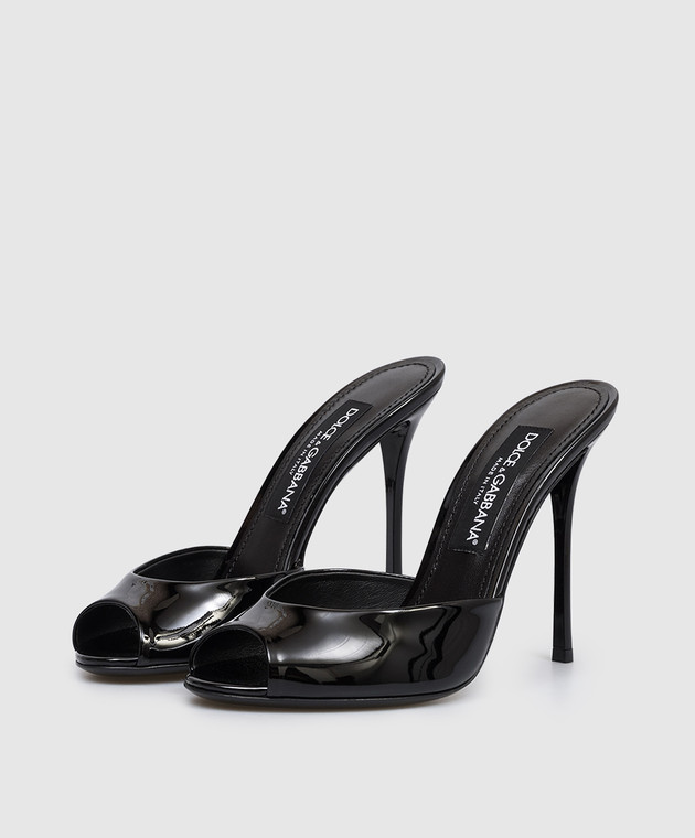 Dolce&Gabbana Черные кожаные лакированные мюли Keira CR2011A1471 изображение 2