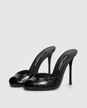 Dolce&Gabbana Чорні шкіряні лаковані мюлі Keira CR2011A1471