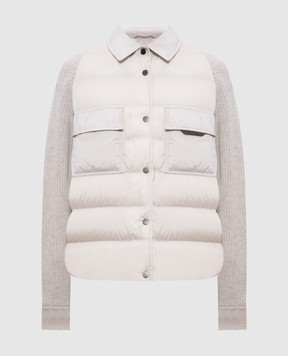 Brunello Cucinelli Сіра пухова куртка з ланцюжком моніль MD5987696