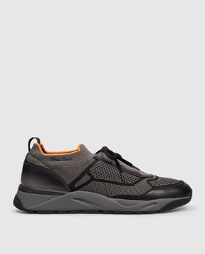 Santoni Сірі комбіновані кросівки з логотипом MBIO22135ANETZNP