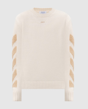 Off-White Свитер цвета айвори с шерстью 44MHE087F26K002