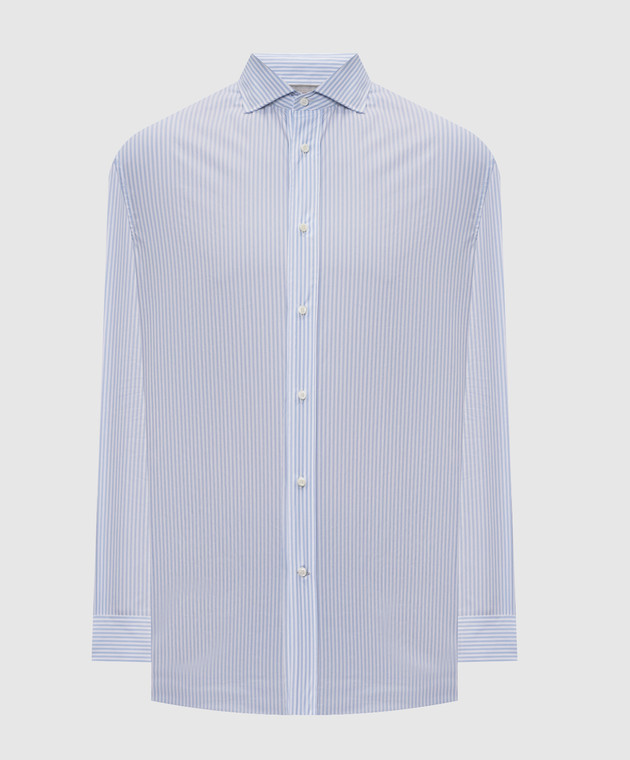 Brunello Cucinelli Голубая рубашка в полоску MY6490627