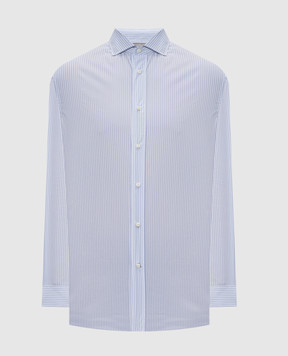 Brunello Cucinelli Голубая рубашка в полоску MY6490627
