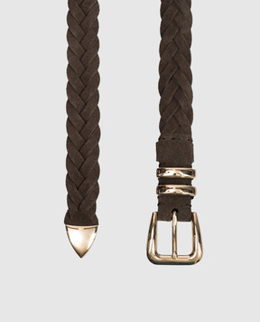 Brunello Cucinelli Замшевый ремень коричневого цвета MAURP253