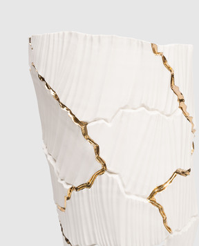 Fos Ceramiche Біла порцелянова ваза Meltemi з позолотою MELTEMIG